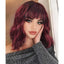 Bordowa peruka z grzywką falowana 38 cm syntetyczna naturalny look HIT