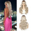 Peruka blond fale długie 55 cm lace front syntetyczna naturalny wygląd