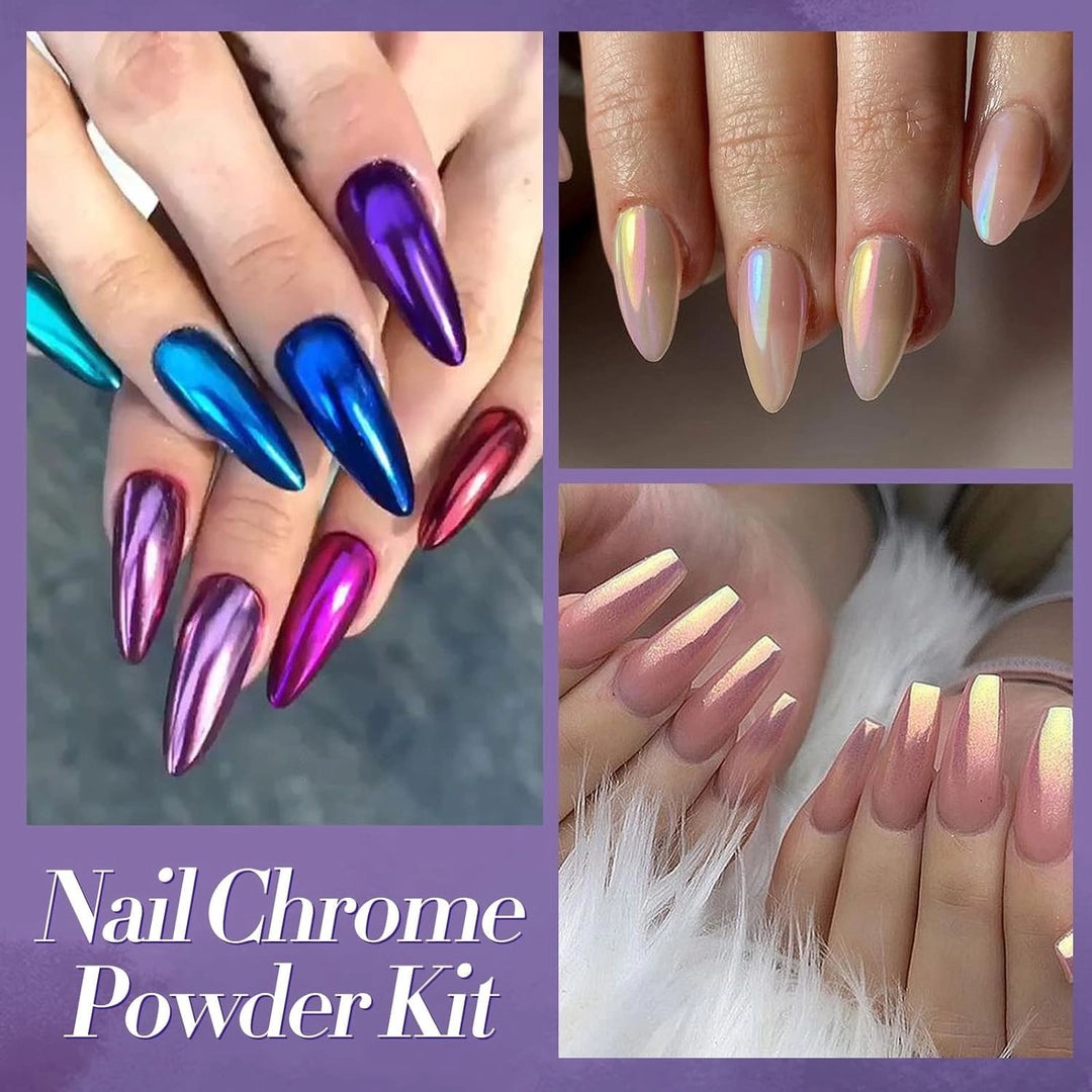 Pyłek Do Zdobień Paznokci Efekt Lustra Perłowy Chrom Pearl Effect Hologram ZESTAW 6 kolorów