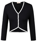 Letni Kardigan Damski Krótki Bolero Ozdobne Czarne Krótki rękaw Idealne do Sukienki