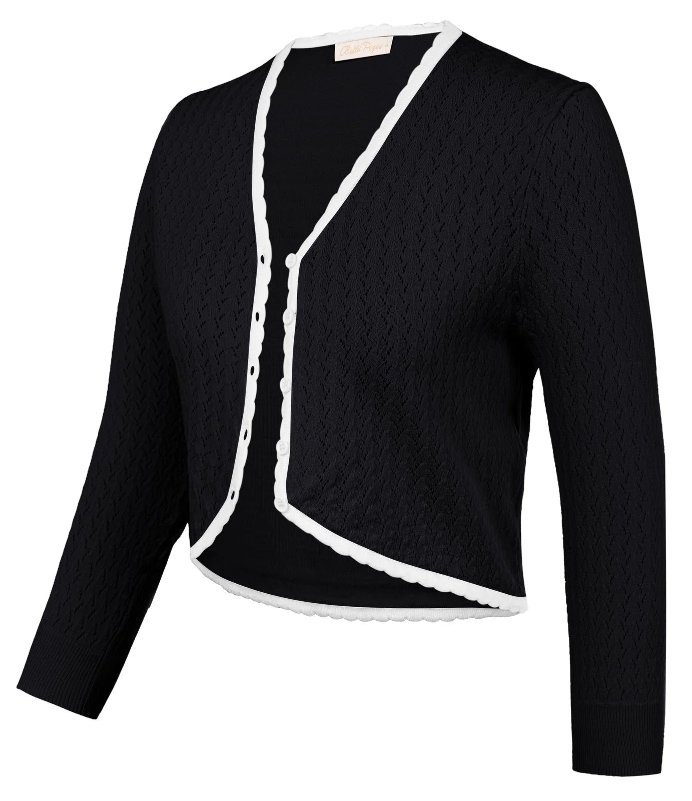 Letni Kardigan Damski Krótki Bolero Ozdobne Czarne Krótki rękaw Idealne do Sukienki Drugie zdjęcie produktu