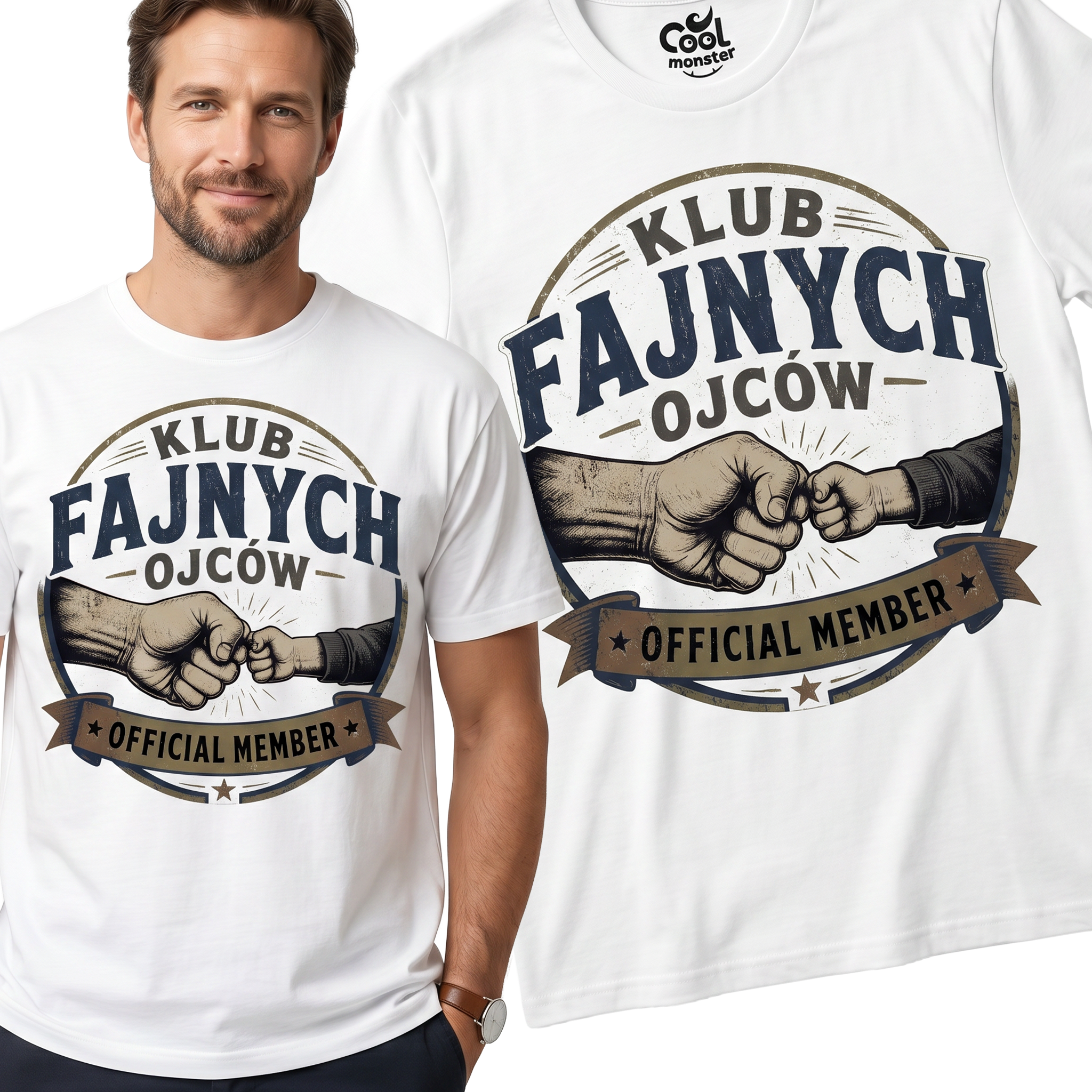 Koszulka Męska T-Shirt Prezent Dla Taty na Dzień Taty Ojca "Klub Fajnych Ojców" Drugie zdjęcie produktu