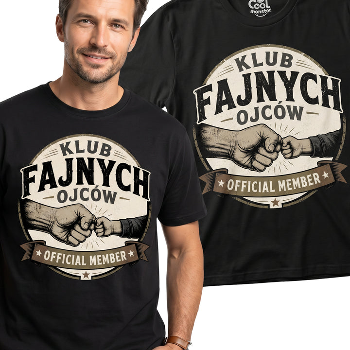 Koszulka Męska T-Shirt Prezent Dla Taty na Dzień Taty Ojca "Klub Fajnych Ojców"