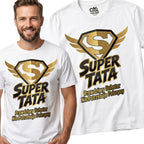Koszulka Męska T-Shirt Prezent Dla Taty SUPER TATA Biała lub Czarna