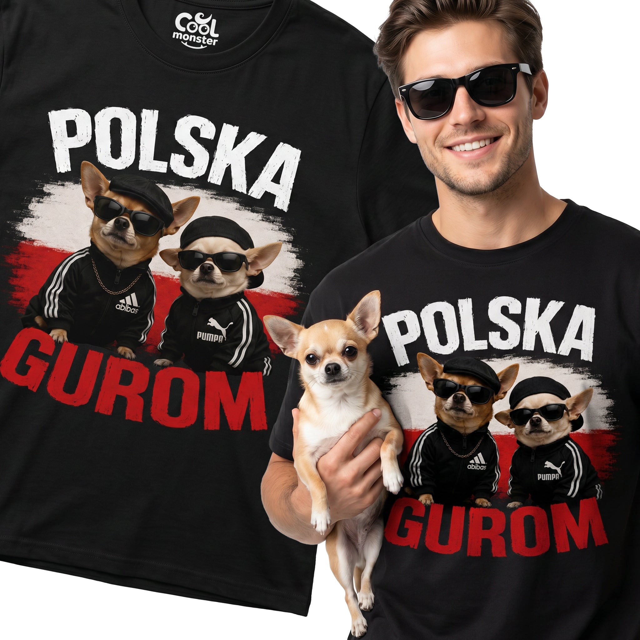 Koszulka Męska T-Shirt Prezent Psy Napis POLSKA GUROM MEM Śmieszna Koszulka Patriotyczny 26_50 Drugie zdjęcie produktu