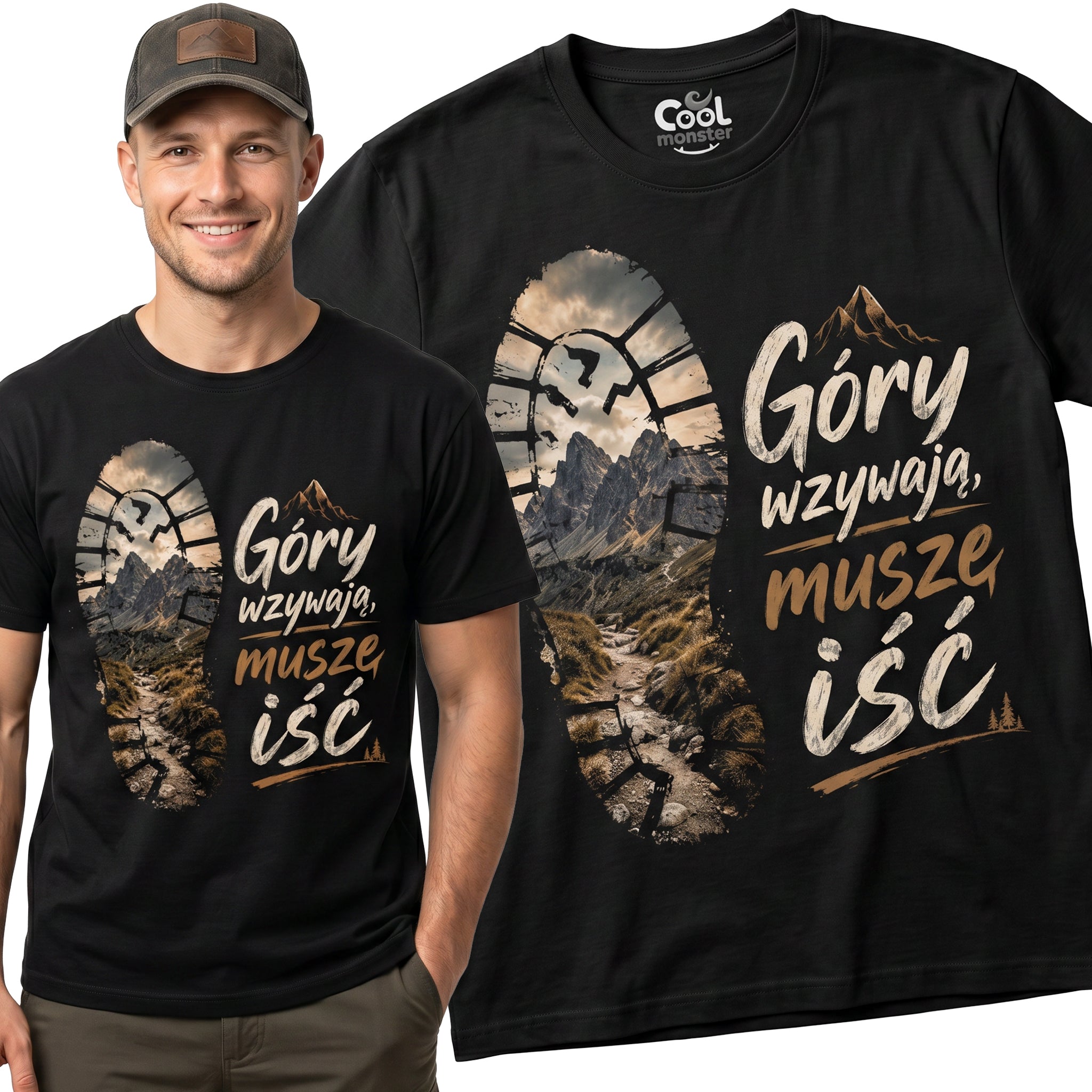 Koszulka Męska T-Shirt W góry Dla podróżnika Napis GÓRY WZYWAJĄ Koszulka W Góry Drugie zdjęcie produktu