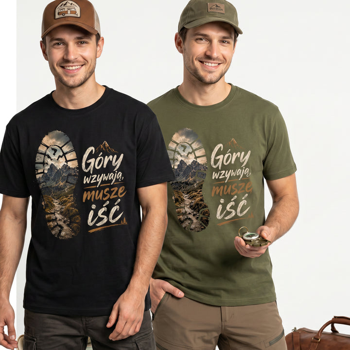Koszulka Męska T-Shirt W góry Dla podróżnika Napis GÓRY WZYWAJĄ Koszulka W Góry