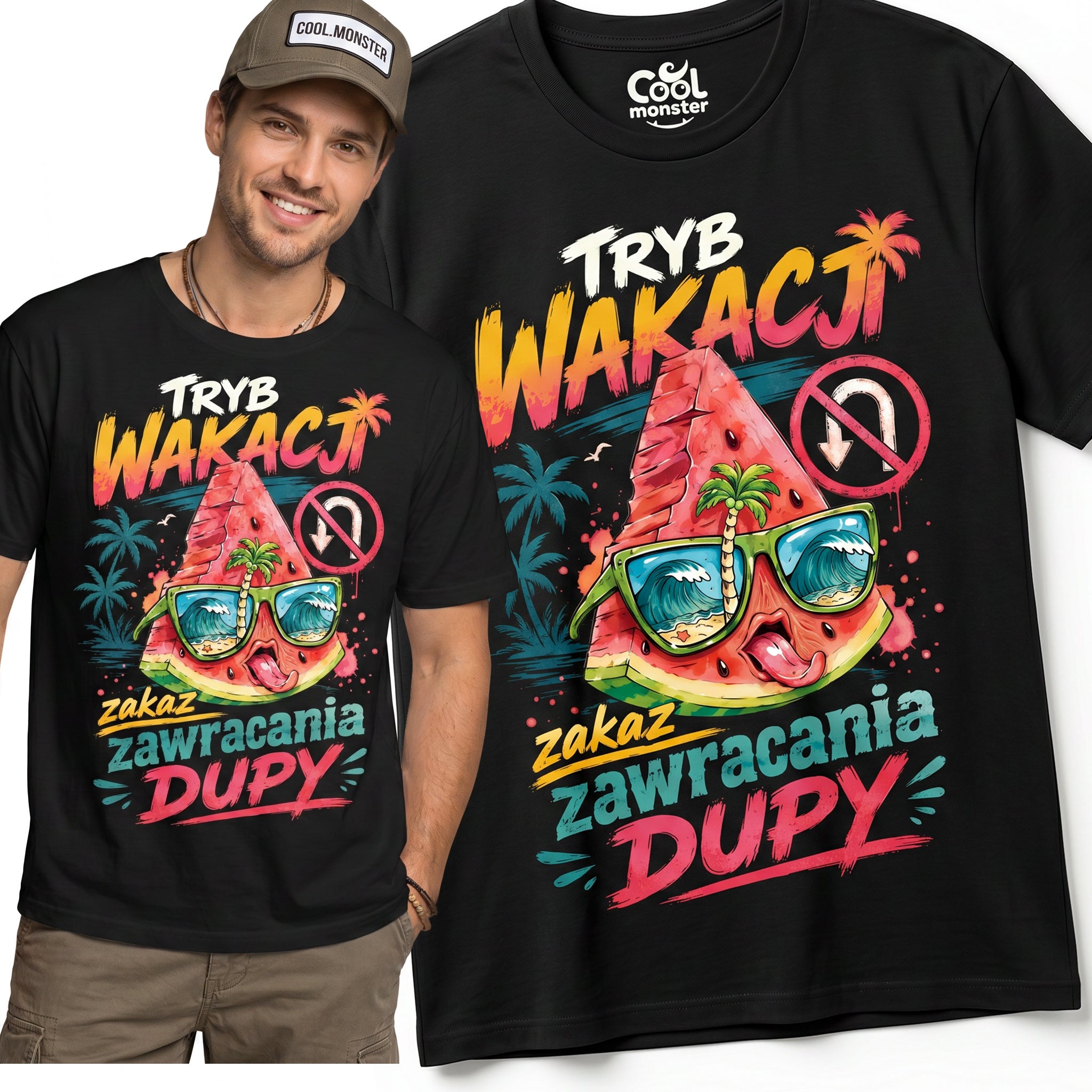 Koszulka Męska T-Shirt Na Wakacje Wakacyjna Urlop Napis Koszulka na Lato