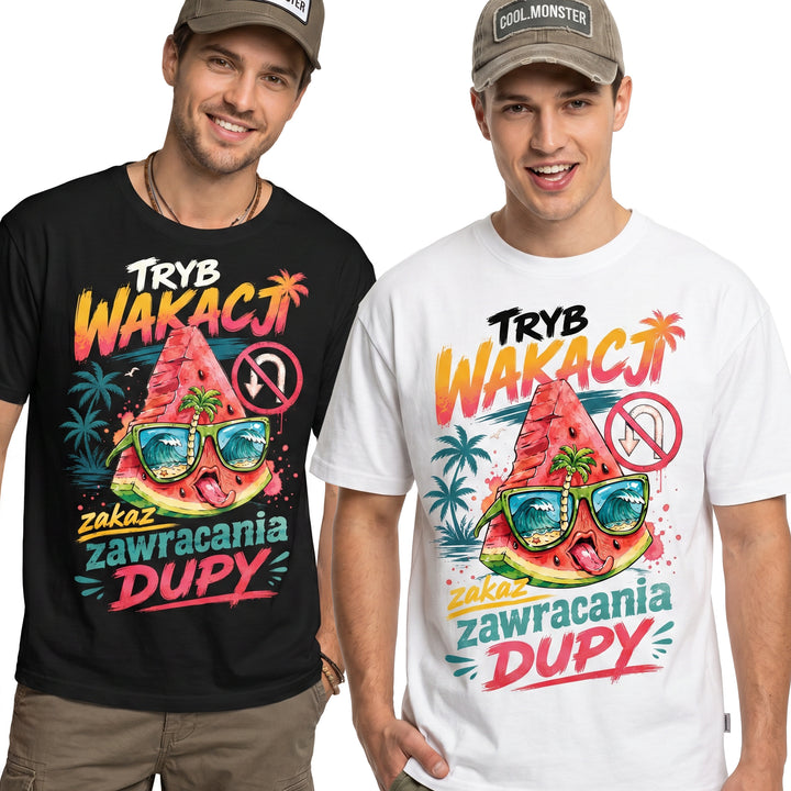 Koszulka Męska T-Shirt Na Wakacje Wakacyjna Urlop Napis Koszulka na Lato