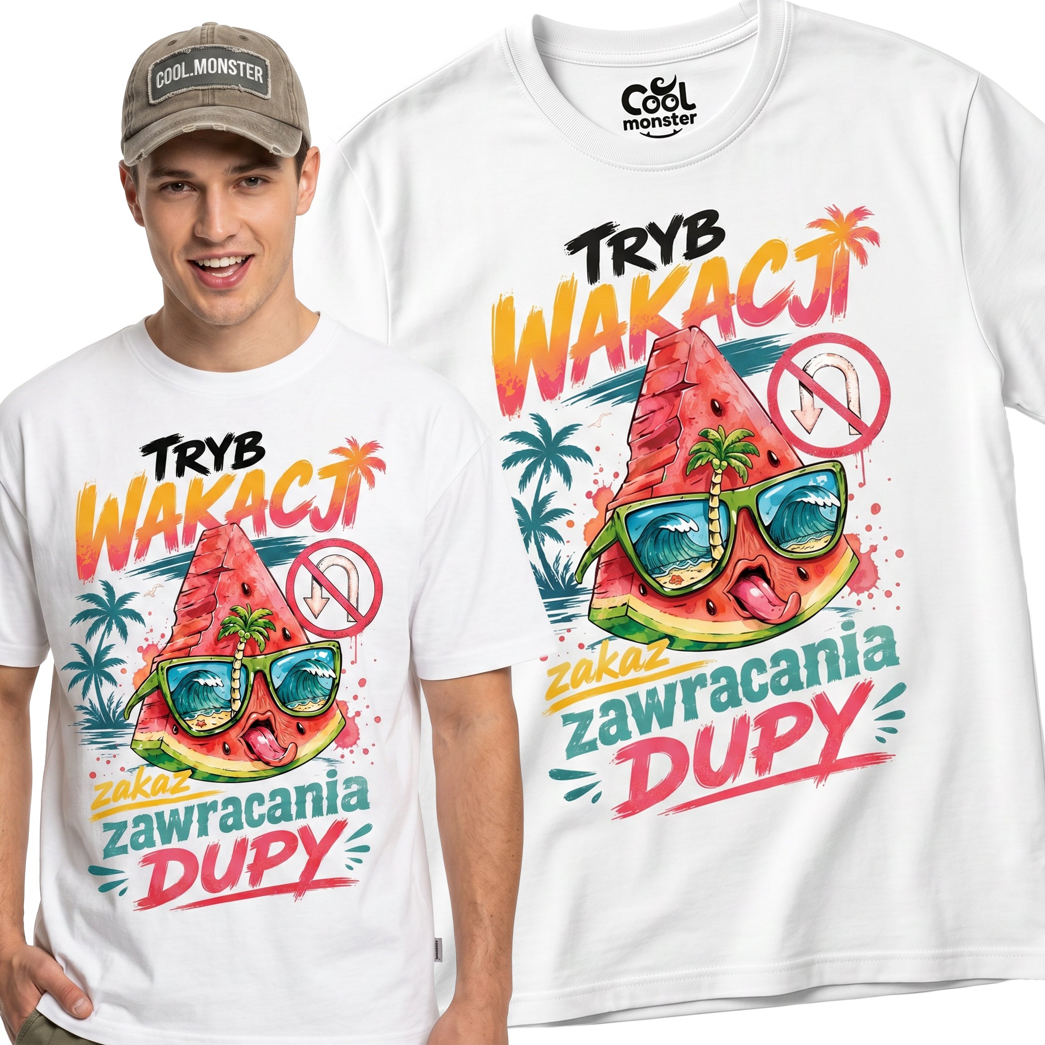Koszulka Męska T-Shirt Na Wakacje Wakacyjna Urlop Napis Koszulka na Lato