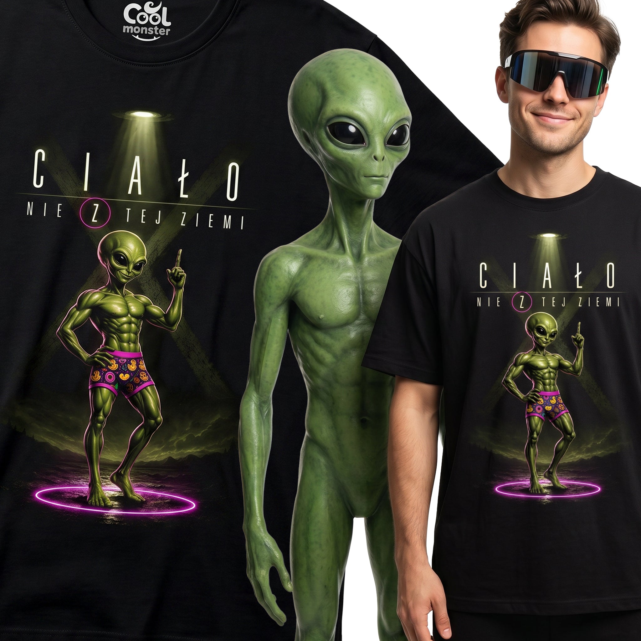 Koszulka Męska Bawełniana T-Shirt Prezent dla Miłosnika Siłowni "Ciało nie z tej Ziemi"
