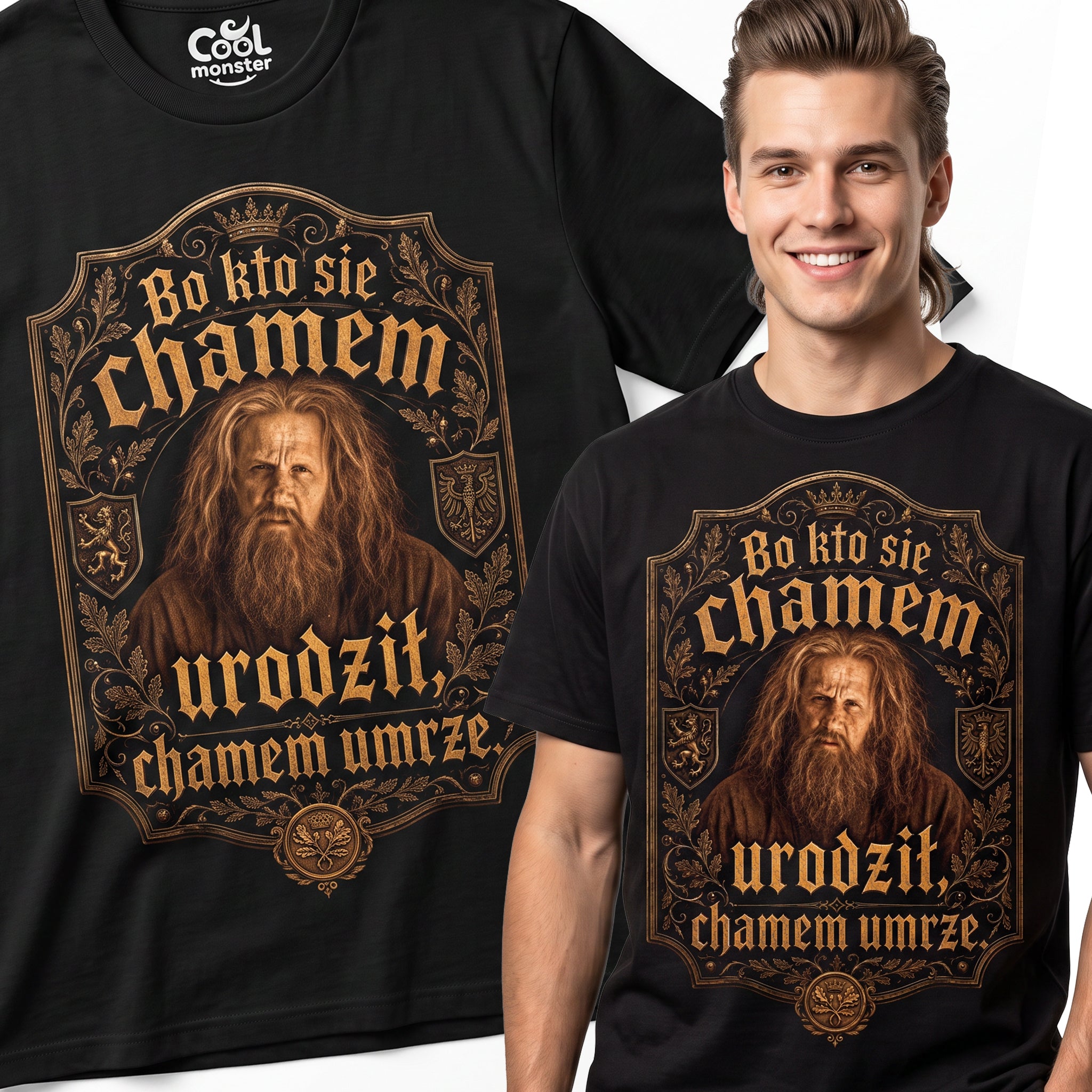 "Kto się Chamem urodził Chamem umrze" 1670 Serial Koszulka Męska T-Shirt Śmieszna Na Prezent - Czarna 26_64