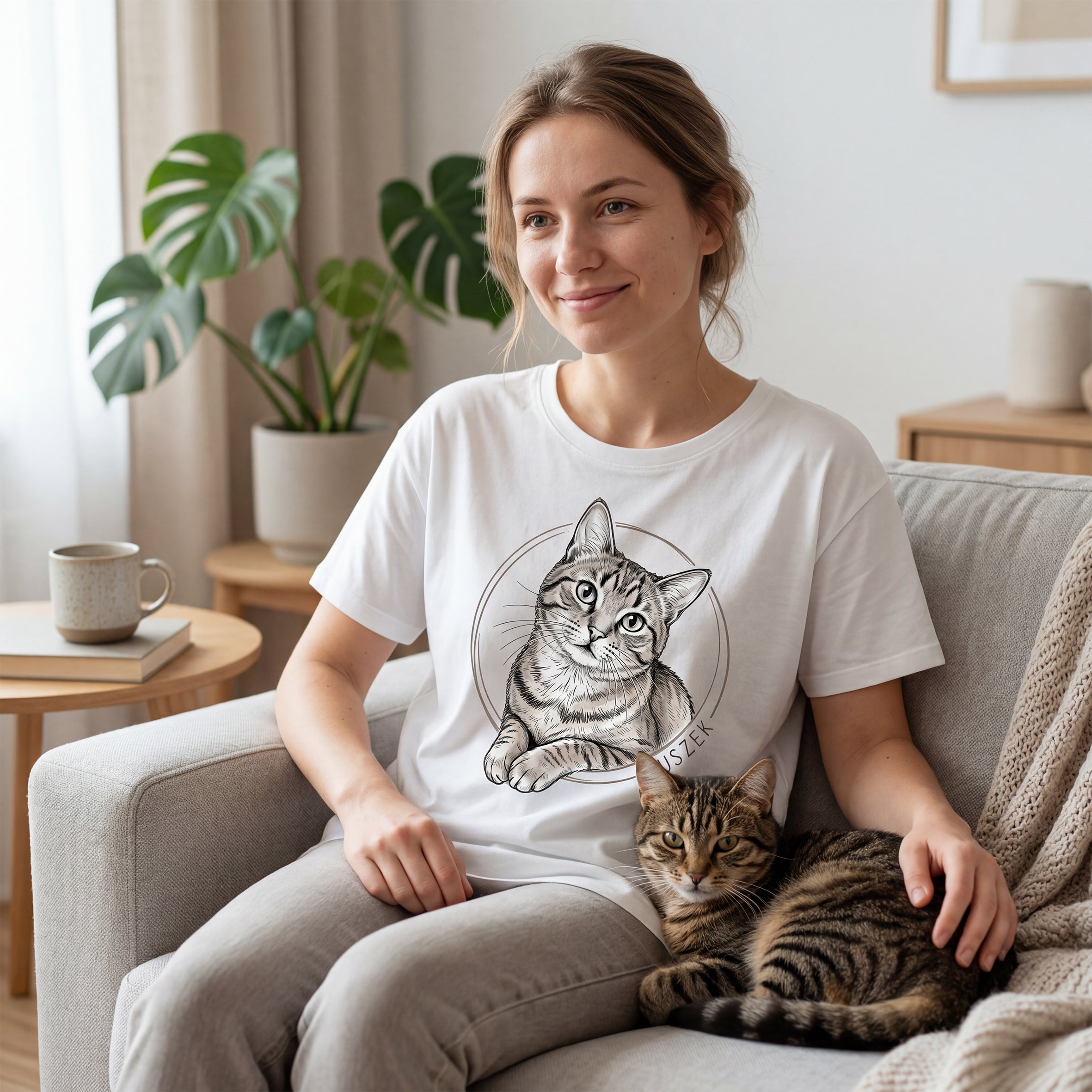Koszulka Męska Damska T-Shirt Portret Twojego zwierzaka - Personalizowana Idealna na Prezent