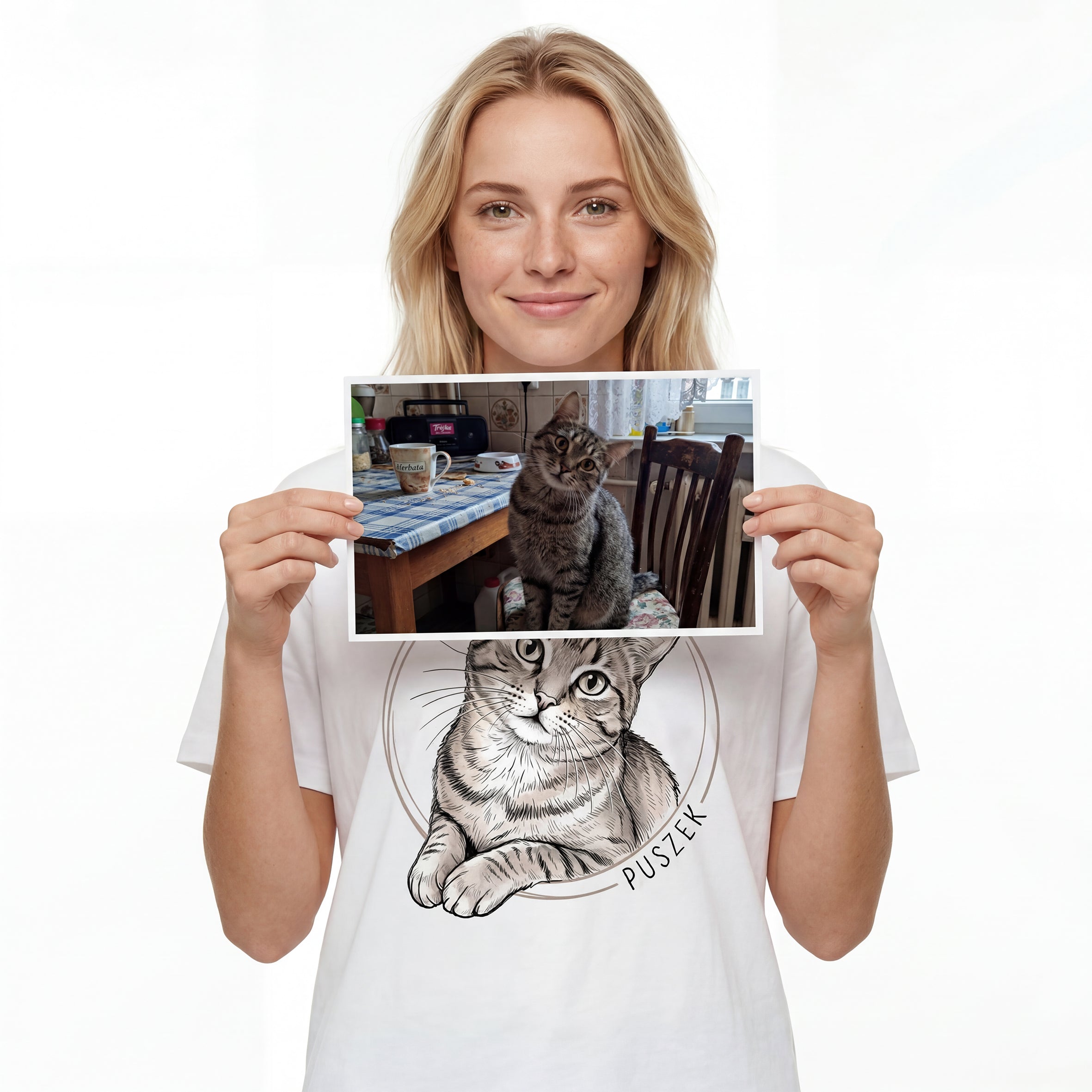 Koszulka Męska Damska T-Shirt Portret Twojego zwierzaka - Personalizowana Idealna na Prezent