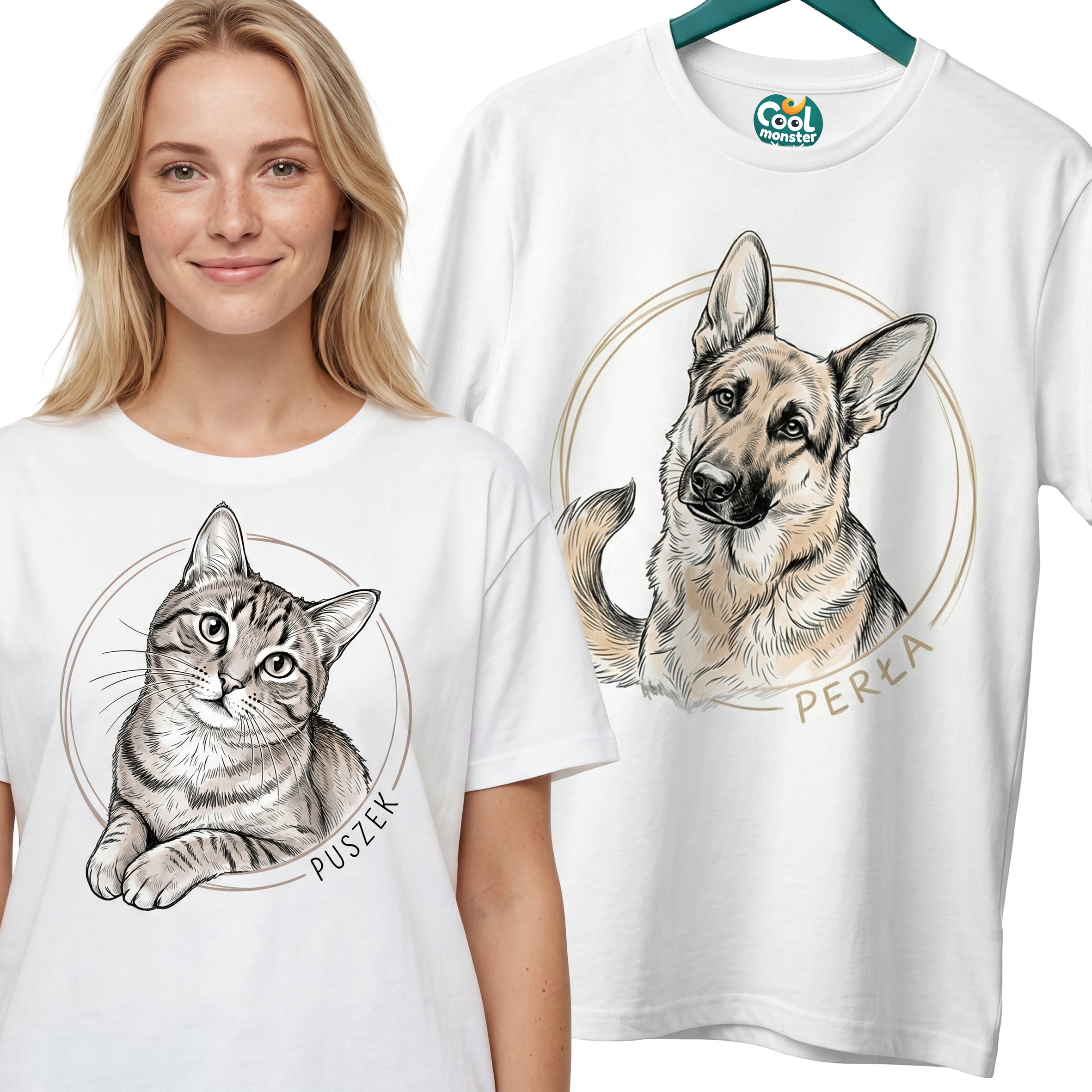 Koszulka Męska Damska T-Shirt Portret Twojego zwierzaka - Personalizowana Idealna na Prezent