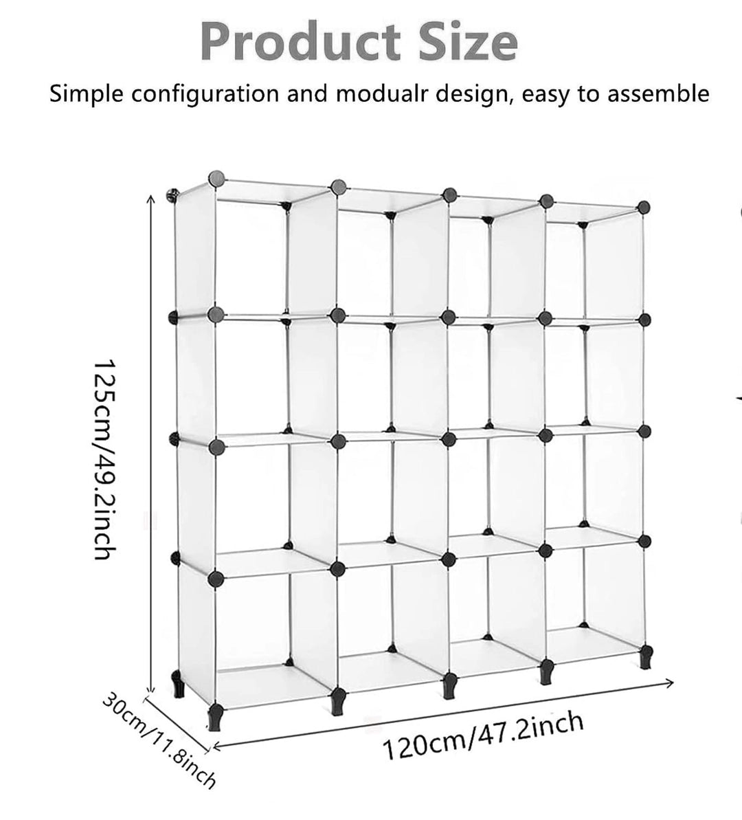 Regał modułowy 16 kostek 125x120 cm organizer z półkami na książki ubrania