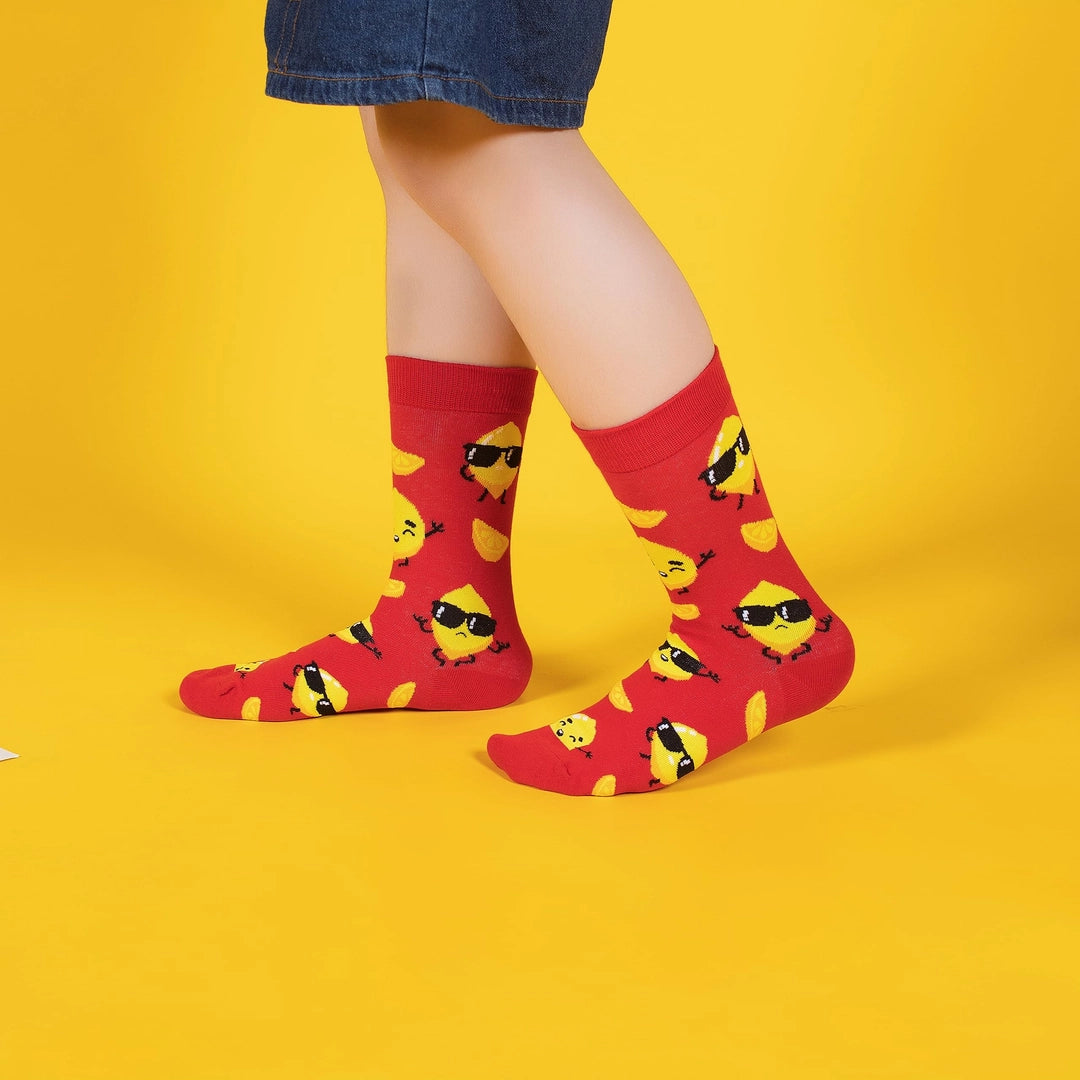 Kolorowe skarpetki dziecięce – zestaw 5 par z motywami jedzenia!