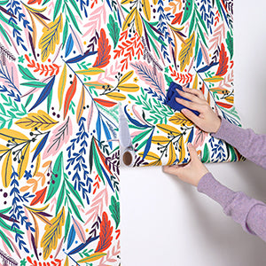 Samoprzylepna Okleina tapeta liście kolorowe boho roślinny 45 cm x300 cm  wzór do salonu i biura