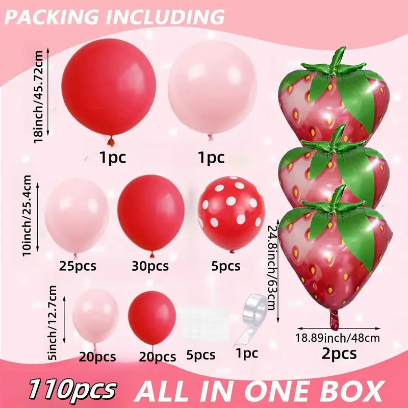 Zestaw Balonów Urodzinowych Girlanda Balonowa OWOCE Truskawki Letnie Balony Drugie zdjęcie produktu