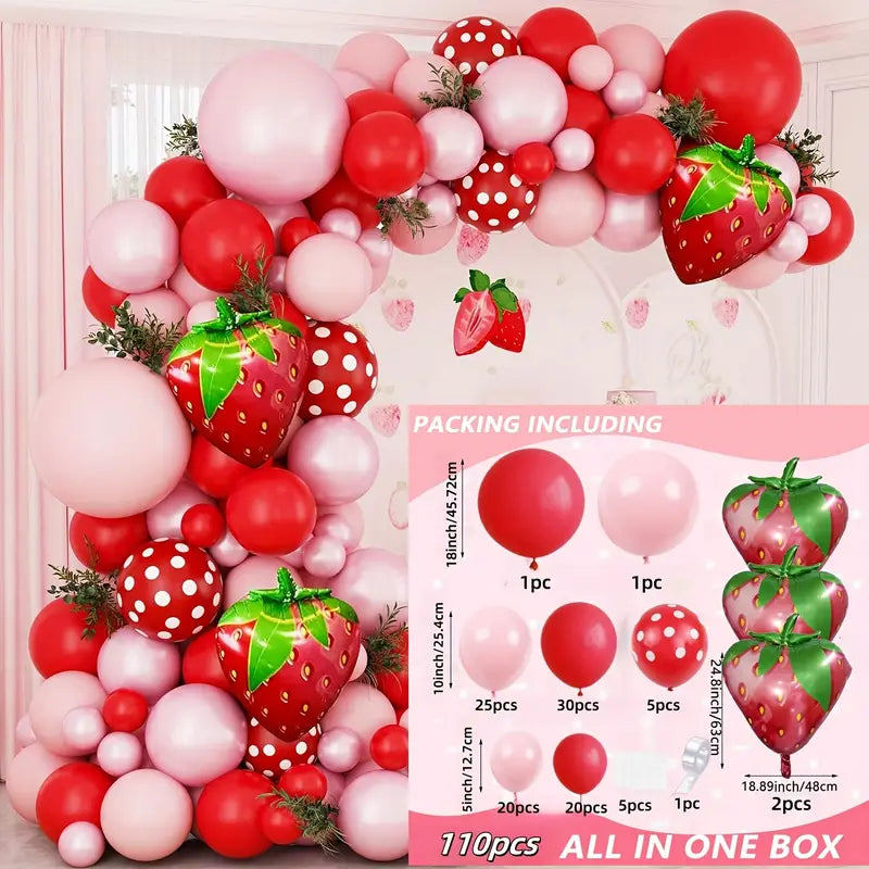 Zestaw Balonów Urodzinowych Girlanda Balonowa OWOCE Truskawki Letnie Balony