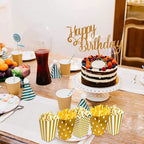 Pudełka na popcorn złote a skromne papierowe 36 szt. dekoracyjne na imprezy