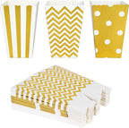 Pudełka na popcorn złote a skromne papierowe 36 szt. dekoracyjne na imprezy