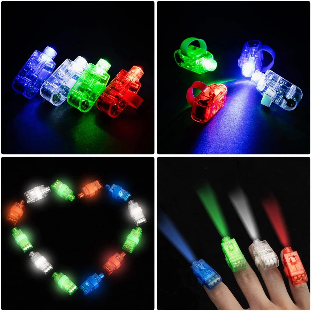 Zestaw 12x migające lampki LED na palec RGB imprezowe kolorowe światła
