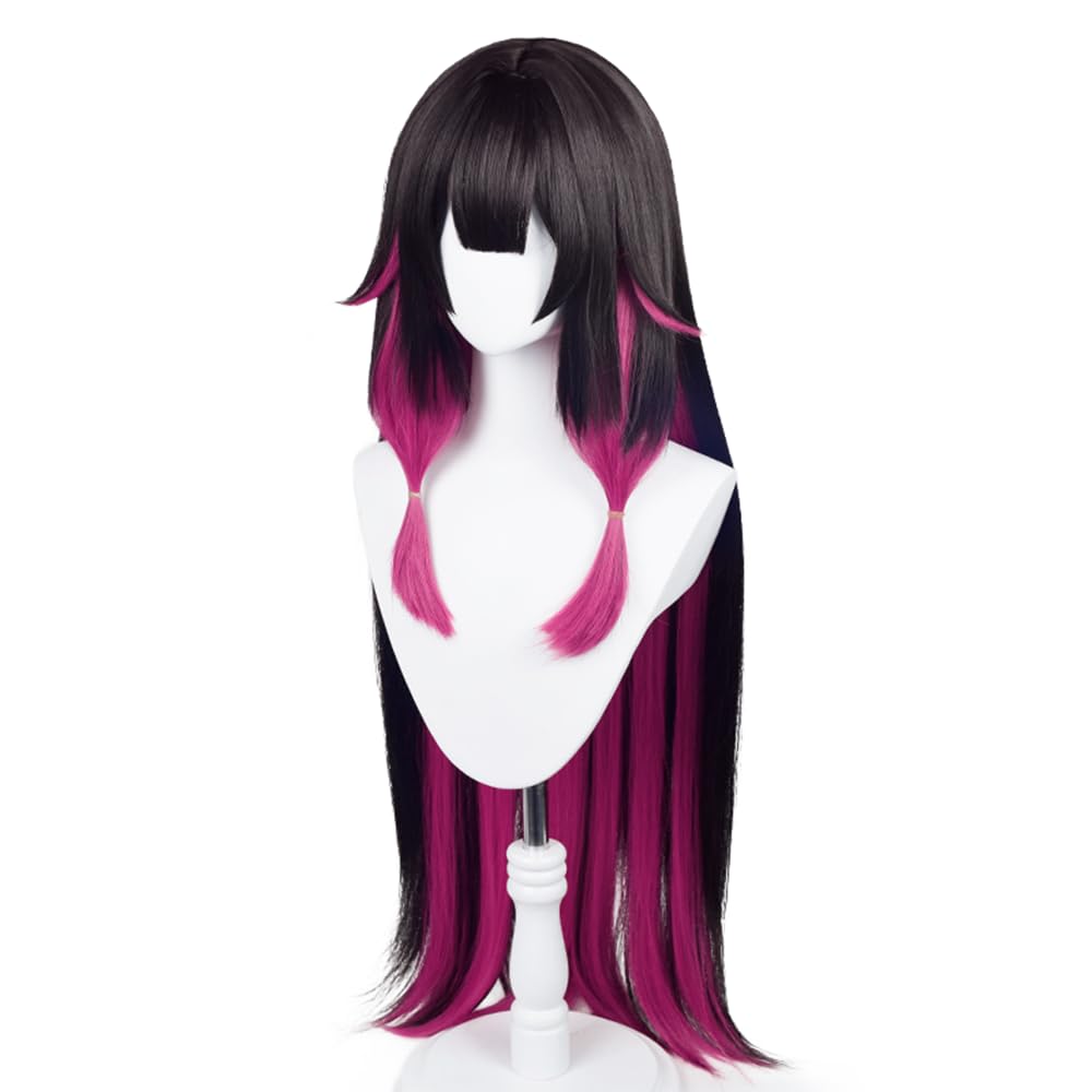 Peruka Anime Manga Czarne Kolorowe Włosy Fryzura Cosplay z Mangi Colombina