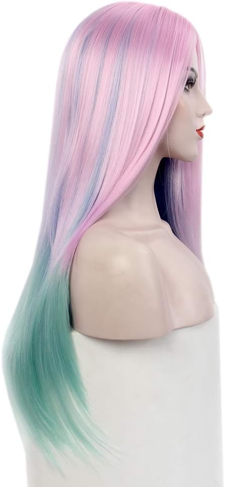 Peruka Długie Proste Pastelowe Włosy Cosplay Anime kolorowe Róż Niebieski Ombre