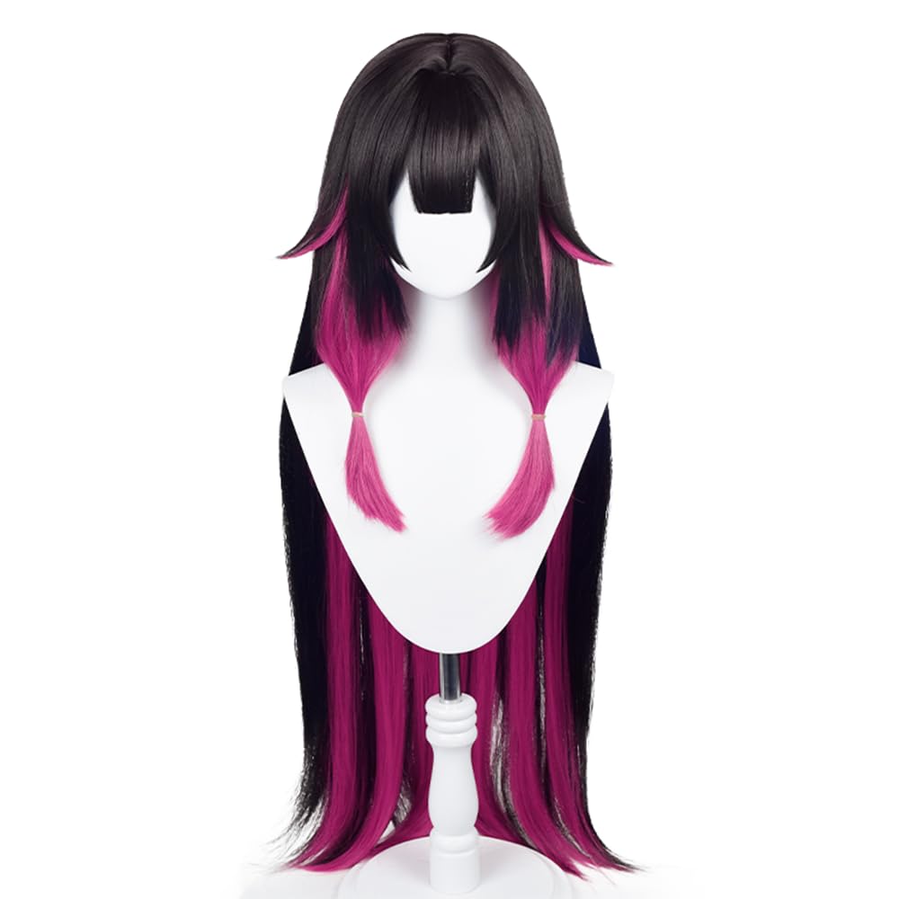 Peruka Anime Manga Czarne Kolorowe Włosy Fryzura Cosplay z Mangi Colombina