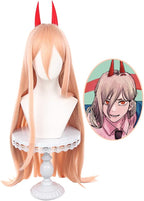 Peruka Pomarańczowa Długie Włosy Anime Cosplay Manga Chainsaw Man Power