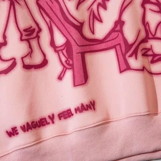 Bluza Damska Młodzieżowa Oversize z Kapturem Graffitti Streetwear - Różowa