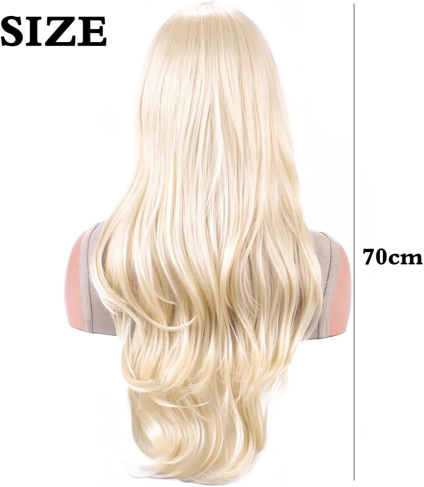 Peruka Blond Bardzo Jasna z Grzywką długie proste włosy 70cm Naturalnie wyglądająca Drugie zdjęcie produktu