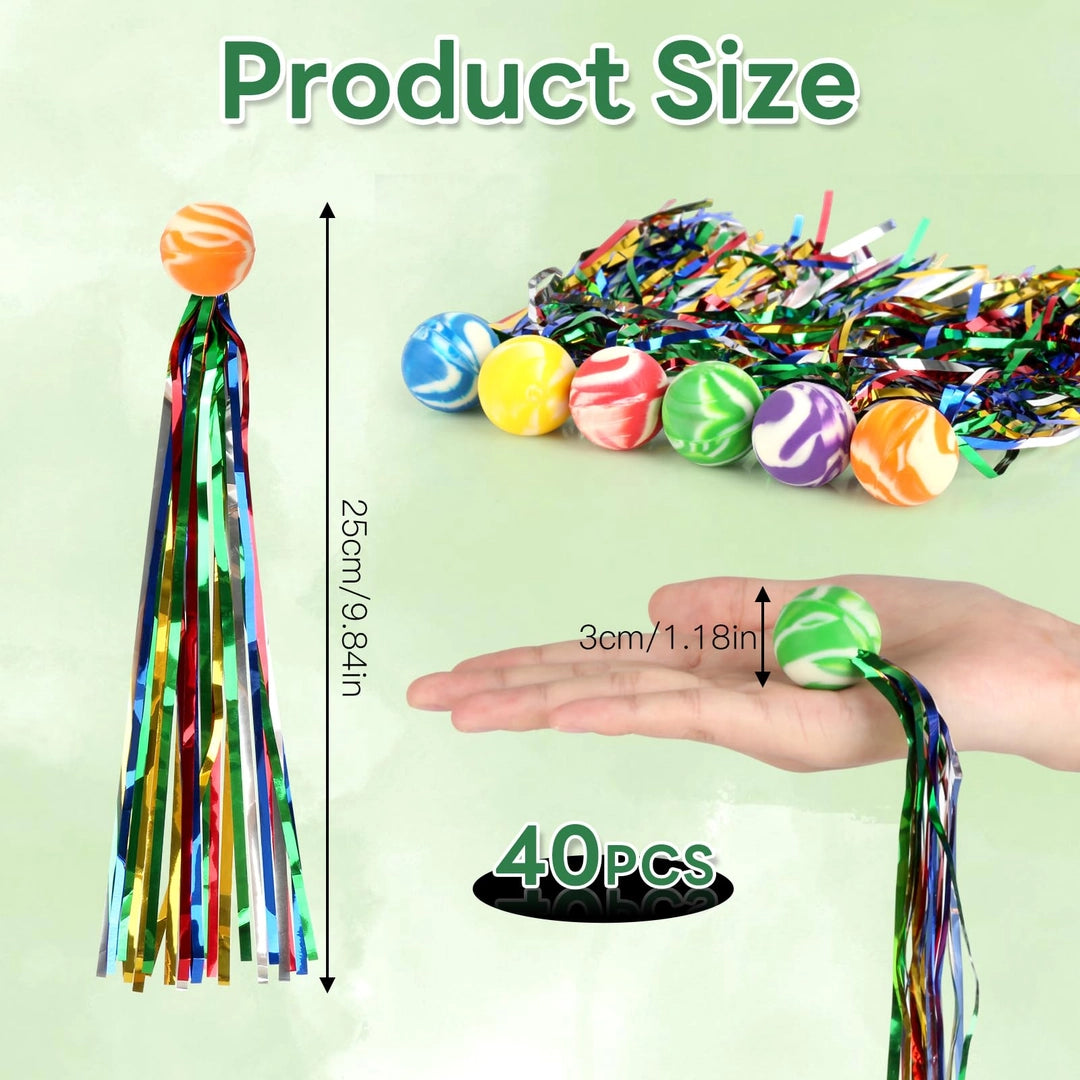 Zestaw 20 piłek do zabawy z ogonem kolorowym – gumowe sprężyste 25 cm Drugie zdjęcie produktu
