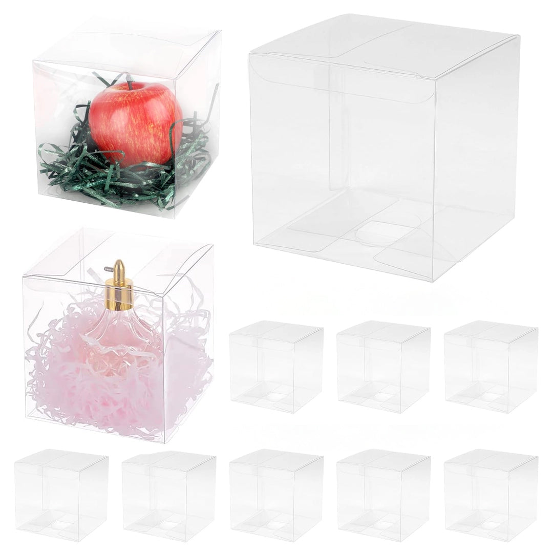 Przezroczyste pudełka PET 12x12 cm składane opakowania na prezenty upominki 10szt Główne zdjęcie produktu