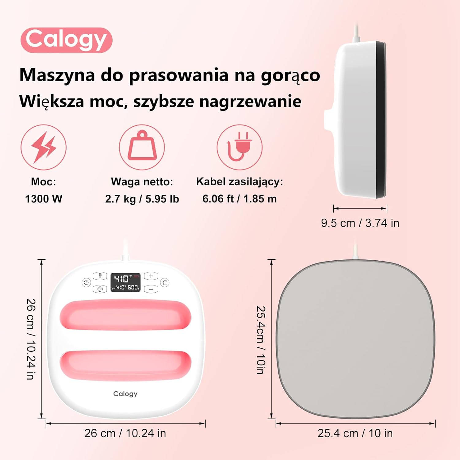 Prasa Termo-Transferowa Termiczna Kompaktowa, Przenośna do Nadruków DUŻA CALOGY