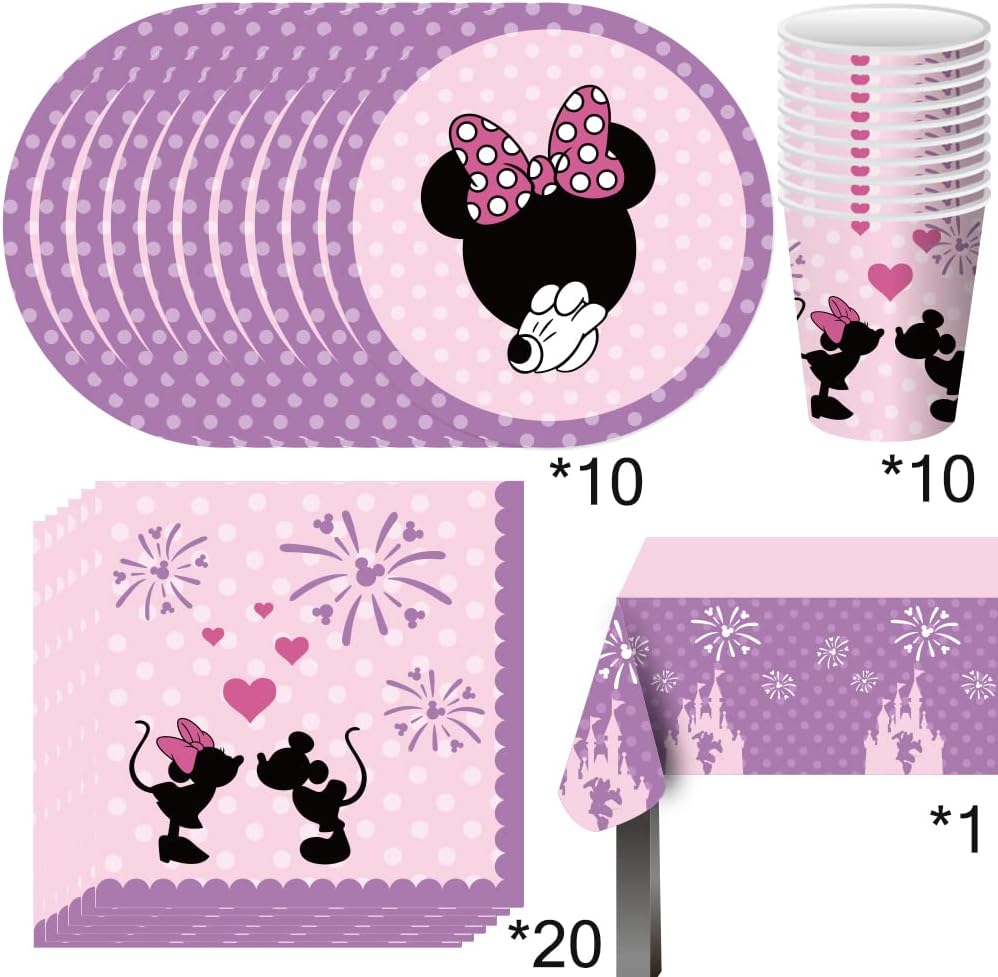 Zestaw Urodzinowy Zastawa Jednorazowa  Minnie Mouse Na Urodziny Talerze Kubki Obrus Drugie zdjęcie produktu