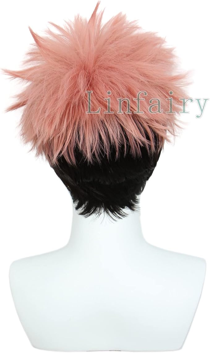 Peruka cosplay anime różowa krótka messy wig kostium Halloween Drugie zdjęcie produktu