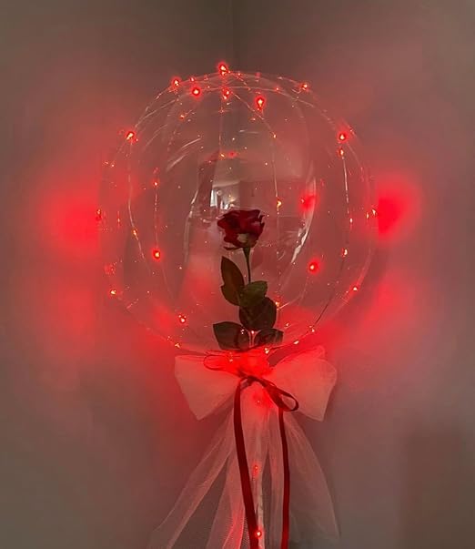 Balony transparentne LED czerwone 10 szt. dekoracja romantyczna bobo