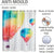 Zasłona prysznicowa tekstylna Biała Kolorowy Wzór Balony Niebo 180 x 200 cm