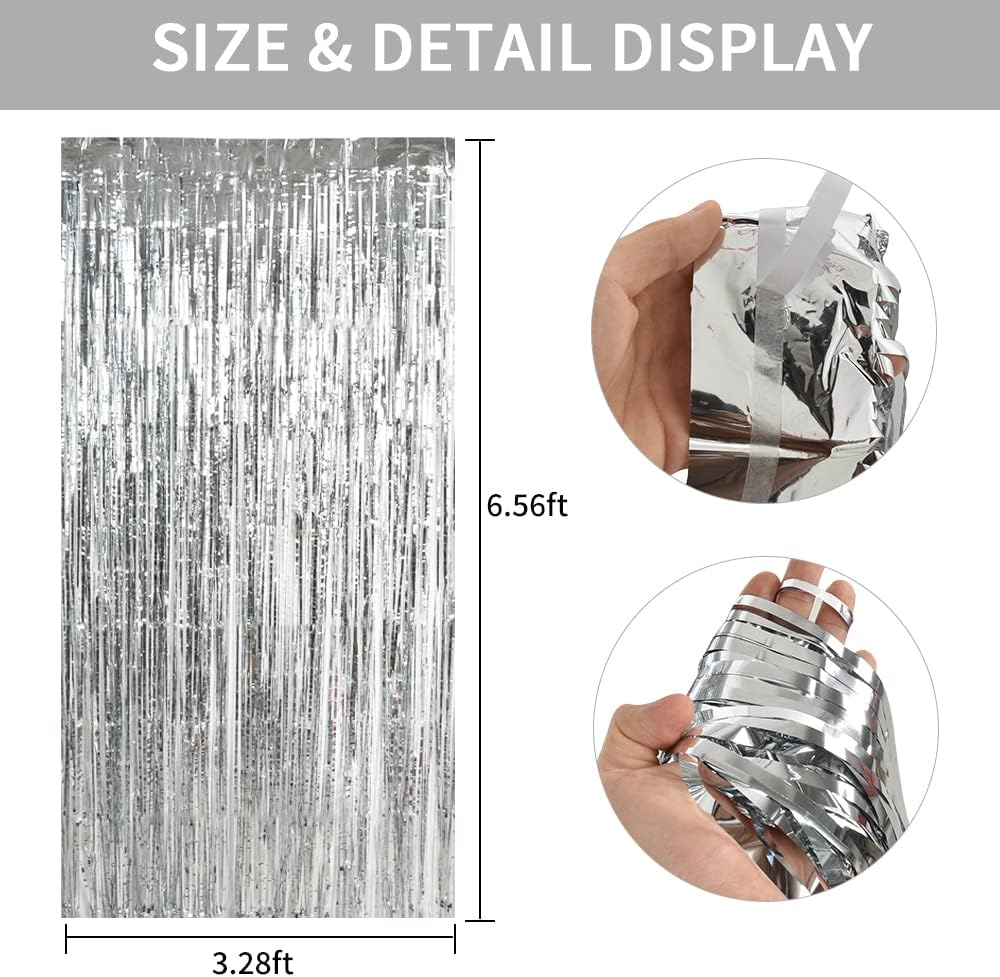 Kurtyna Imprezowa Zasłona Srebrna Ozdobna GIRLANDA Komplet 2 szt 200cm