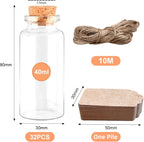 Mini buteleczki szklane z korkiem 40ml – zestaw 32 szt. do rękodzieła i dekoracji