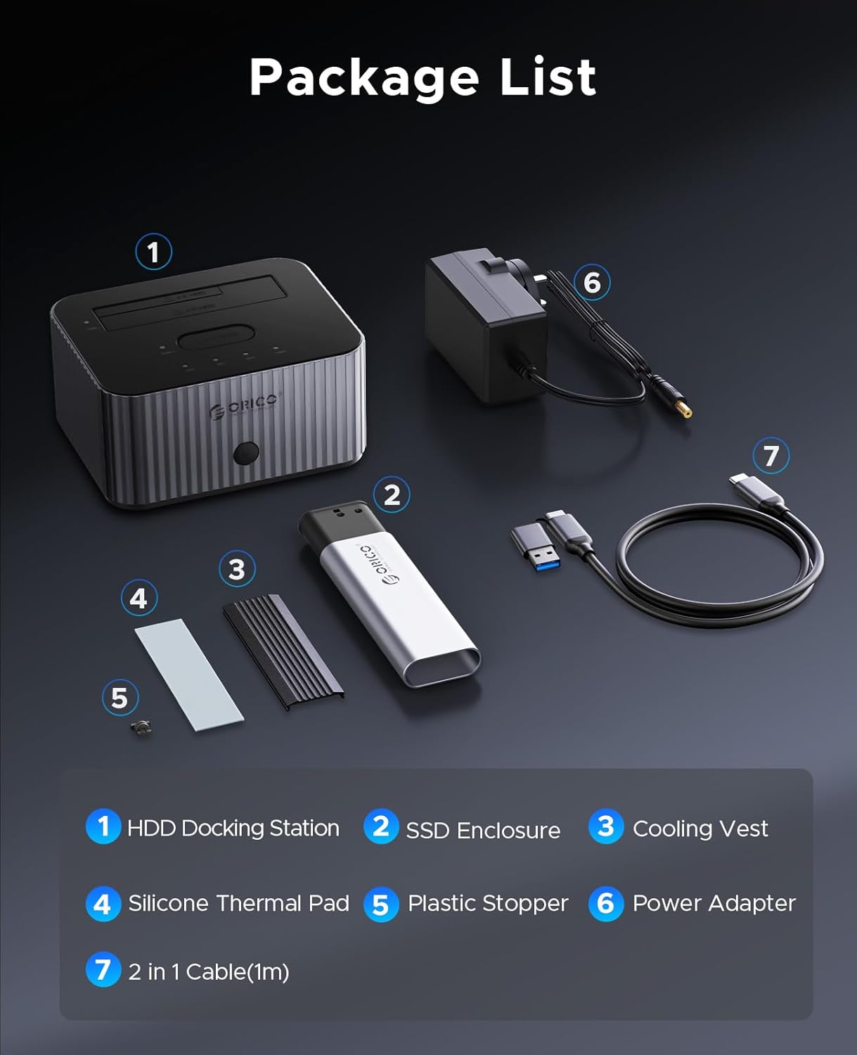 ORICO stacja dokująca M.2 NVMe & 2,5''/3,5'' HDD, klonowanie offline
