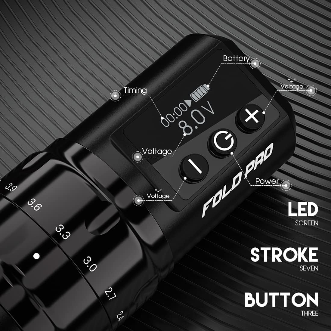 Dragonhawk Fold Pro 2xBATERIE Regulowany Skok maszynka do tatuowania Tatuażu