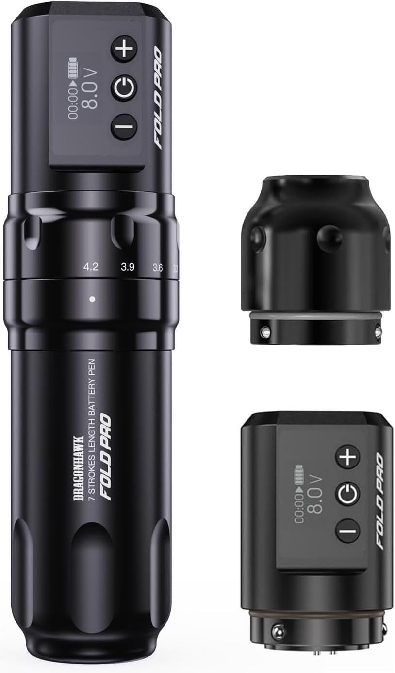 Dragonhawk Fold Pro 2xBATERIE Regulowany Skok maszynka do tatuowania Tatuażu