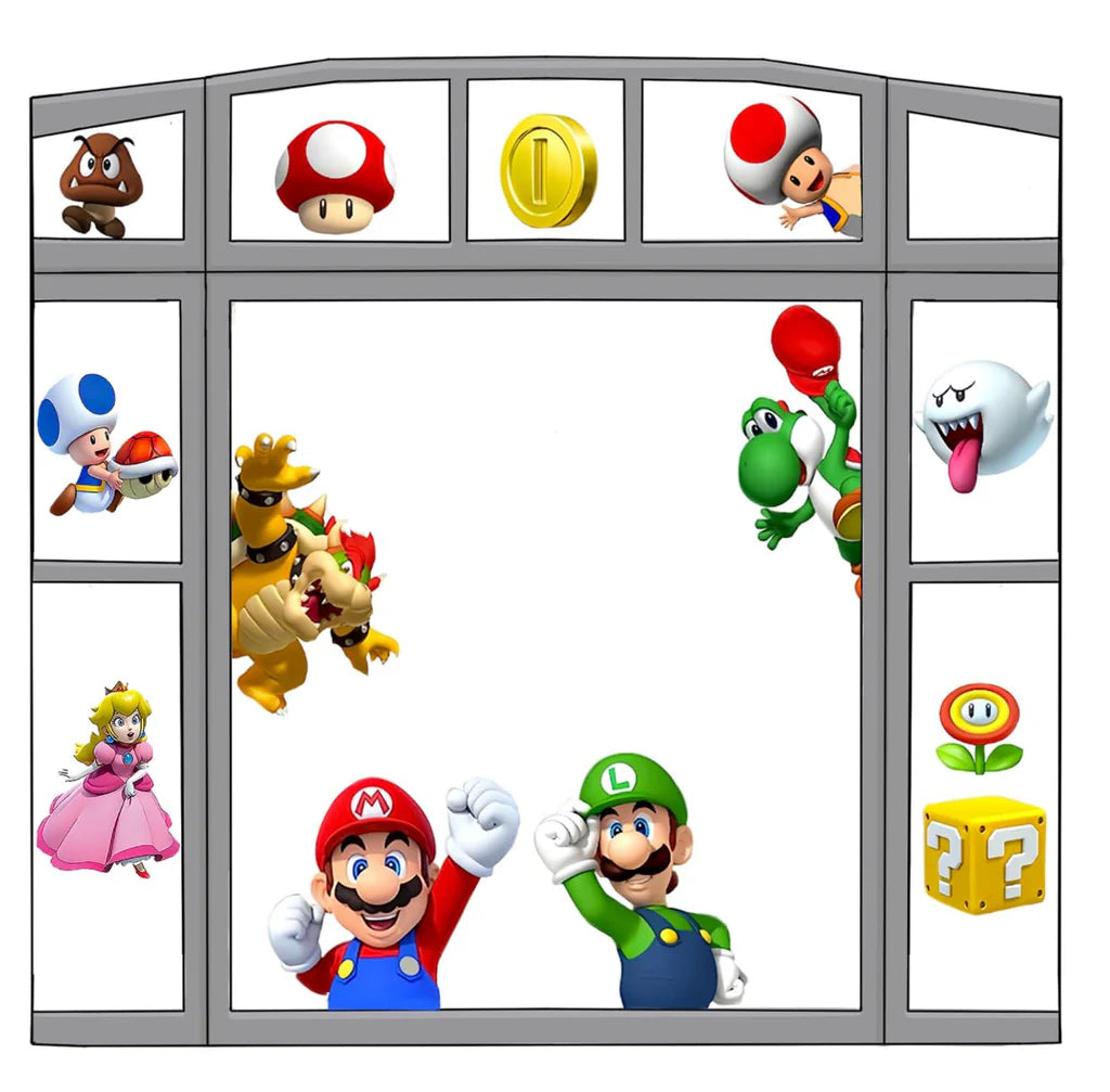 NAKLEJKI Na Szyby Okna Wielorazowe Winylowe dla Dzieci Dekoracja dla dziecka Super Mario
