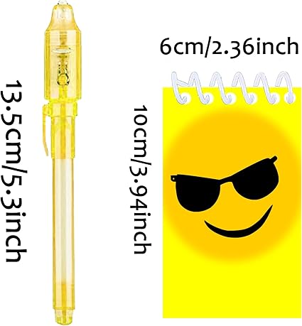 Zestaw Notesów UV Emoji + Magiczne Długopisy 8szt Świecące Sekretne