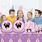 Zestaw Urodzinowy Zastawa Jednorazowa  Minnie Mouse Na Urodziny Talerze Kubki Obrus