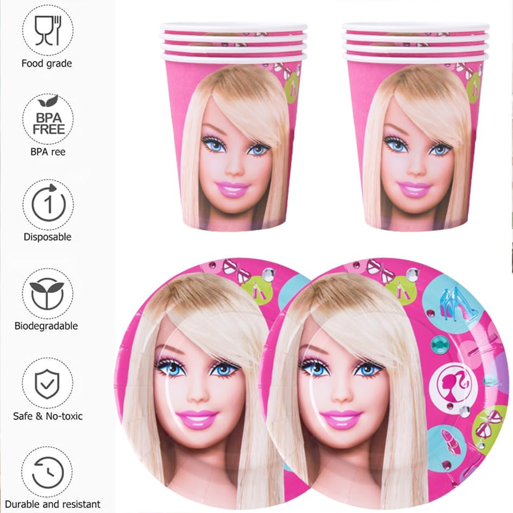Urodzinowa Imprezowa Zastawa i Aksesoria Duży Komplet Różowe - Barbie