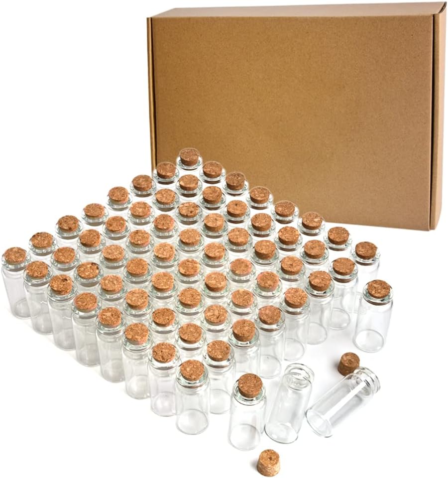 Szklane Mini Buteleczki ozdobne dekoracyjne z korkiem na podziękowania Komplet 105szt 10ml Główne zdjęcie produktu
